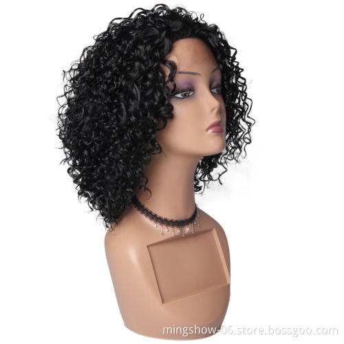 Female short curly lace front wig synthetic